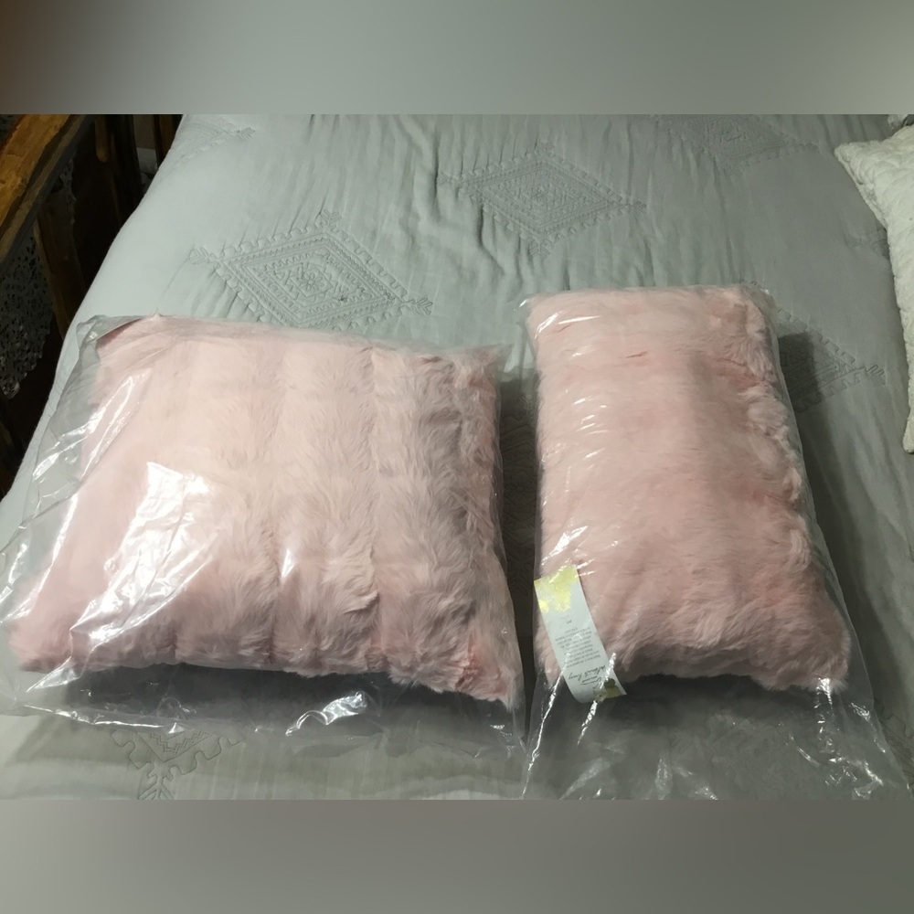 Aviva Stanoff Pink Faux Fur Pillows